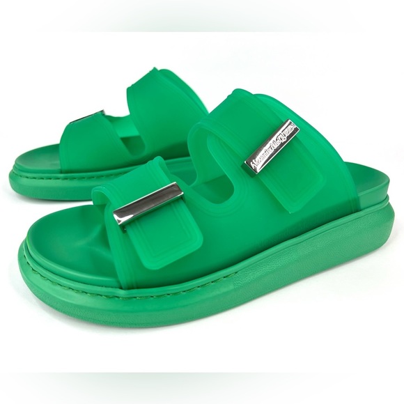 ALEXANDER MCQUEEN unisex Double Band Rubber Green Slides Sandals EU 39 US 9 - Picture 12 of 12